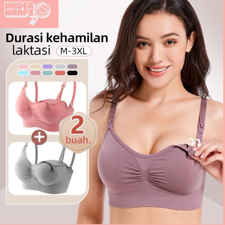 Flash Sale 2Pcs Bra Menyusui Bahan Katun Jumbo Kancing Depan Tanpa Kawat Bh Menyusui