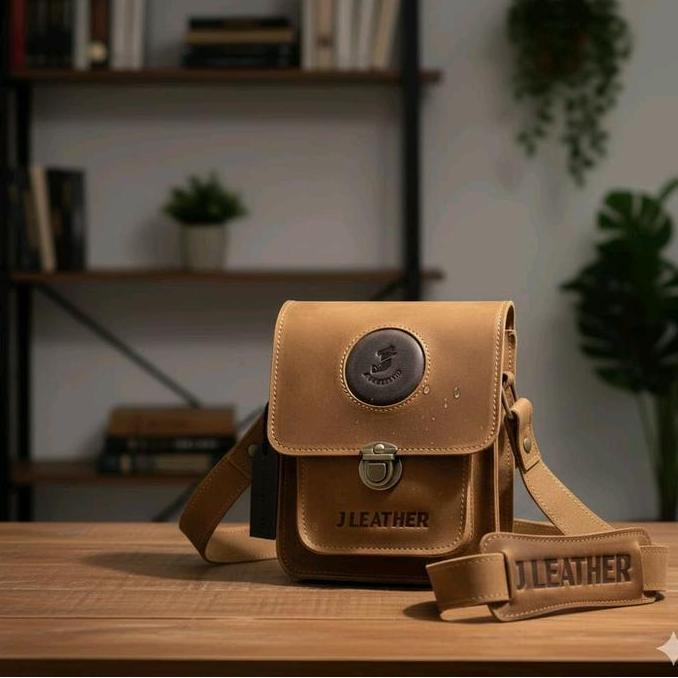 BEBAS ONGKIR - Tas Selempang Pria Mini Kulit Asli Premium Tanpa Furing Cowok