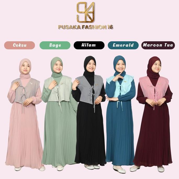 NEW J4NNE GAMIS ANAK REMAJA TANGGUNG PEREMPUAN MUSLIM PLISKET CERUTY BABYDOLL KOREAN STYLE,VEST/ ROM