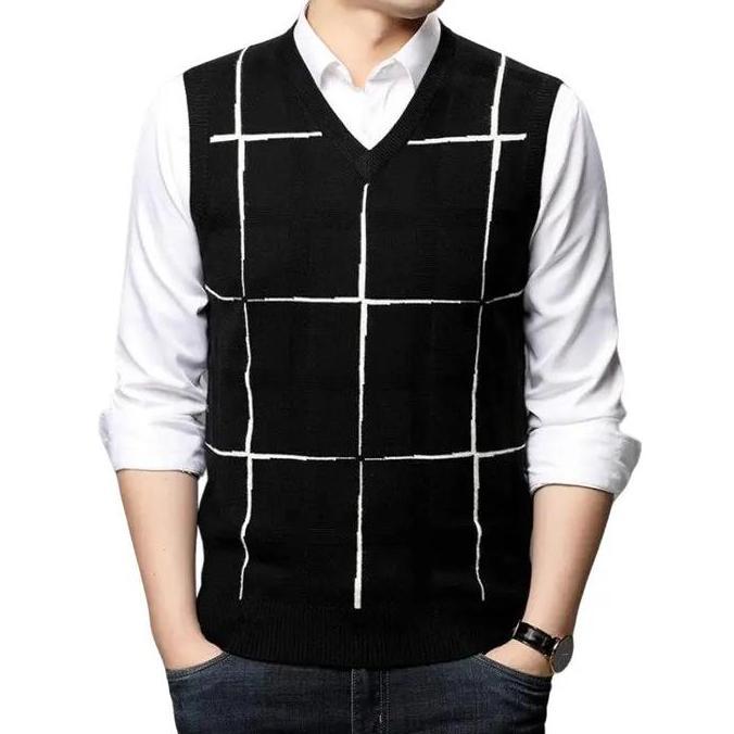fashion sweater rajut v_neck rompi styles cowok/pria terbaru tebal