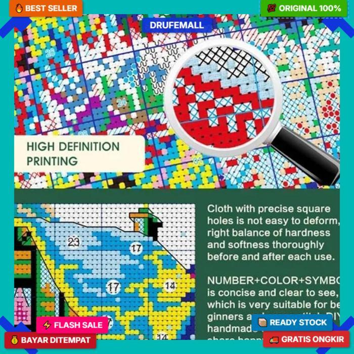 Set Lengkap Cross Stitch 11Ct 14Ct / Kristik Paket Lengkap, Kristik Modern Paket Lengkap Kristik Uku
