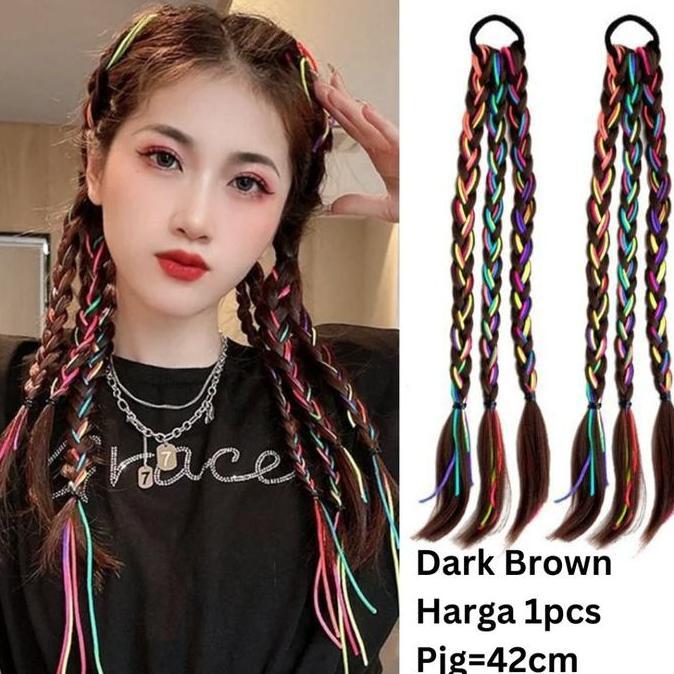 Extention Rambut Sintesis Kepang Wig Rambut Wanita Kepang Wig Kuncir Kuda Ganda Kepang Ekstensi Ramb