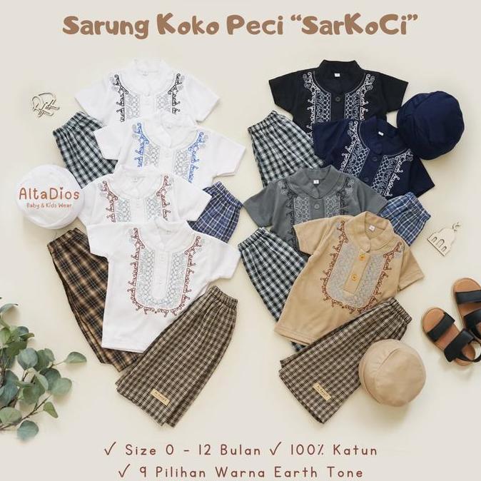 NEW [ALTADIOSBABY] KADO AR RASYID SETELAN SARUNG + BAJU KOKO + PECI BAYI PREMIUM | SET SARKOCI PAKAI