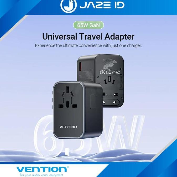 NEW Vention Universal Travel Adaptor USB Type C A PD Fast Charging 20W 65W