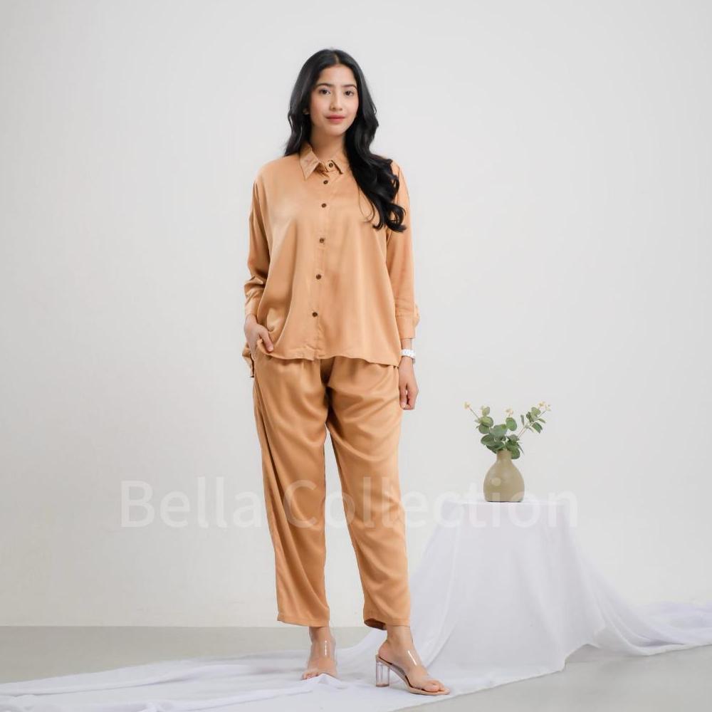 KUALITAS SUPER ONE SET POLOS OVERSIZE TERBARU RAYON TWILL PREMIUM SETELAN KEMEJA KULOT WANITA KEKINI