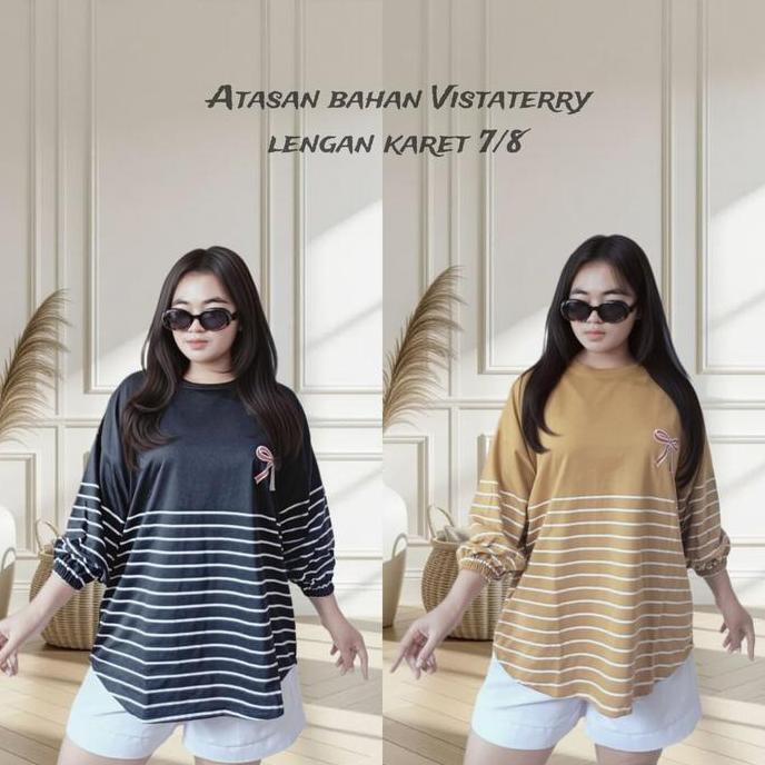 KAOS OVERSIZE /ATASAN WANITA/ATASAN KEKINIAN LENGAN KARET 7/8/ATASAN HIJAB Tshirt