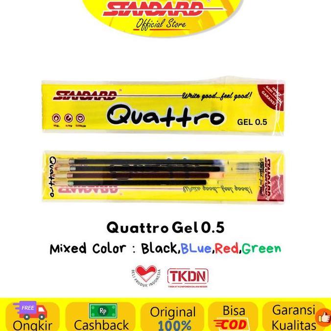 Standard - Refill Pulpen Quattro 0.5 / 0.7 - Gel / 4 Set ( Isi Pulpen / Pena / Ballpoint )