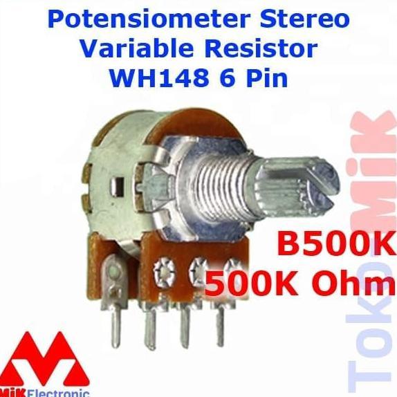 B500K 500K Ohm Potensiometer Potensio Meter Stereo Variable Resistor