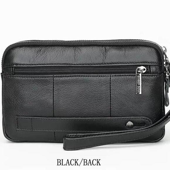 Handbag Pria Kulit Asli Tas Tangan Import Dompet Tas Genggam Hitam