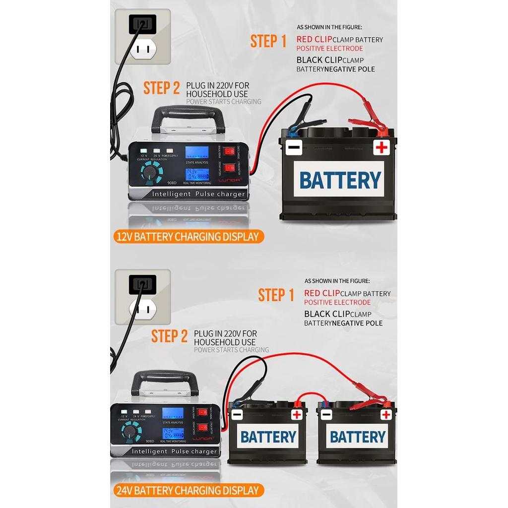 Promo Alat Setrum Cas Charger Strum Aki Accu Baterai Mobil Motor Truk Otomatis Repair 12V/24V 400Ah 