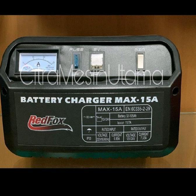 Promo Battery Charger Redfox Max 15A Cas Baterai Aki