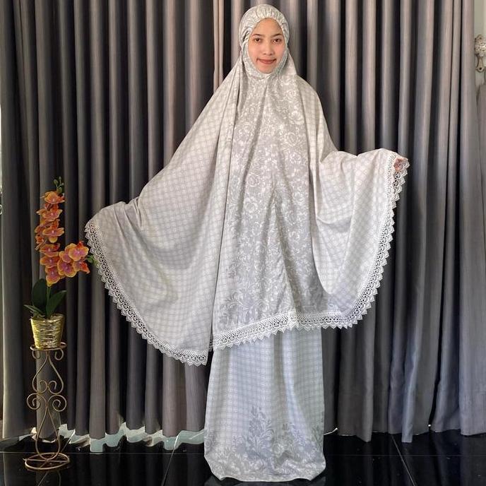 Mukena Dewasa AYASHA Full MOTIF Motif Mewah Katun Premium Adem
