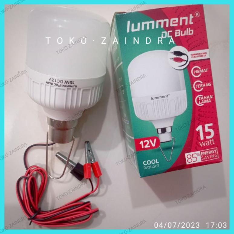 lampu led Lumment DC bulb 15 watt putih 12 volt jepit aki emergency