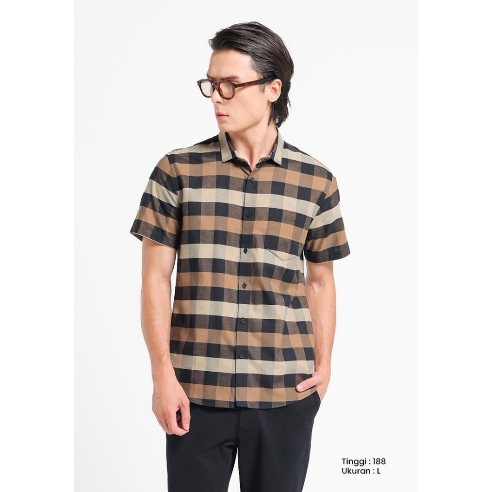 MANZONE - Kemeja Lengan Pendek Best Seller Motif Kotak-Kotak Rodrick Raka