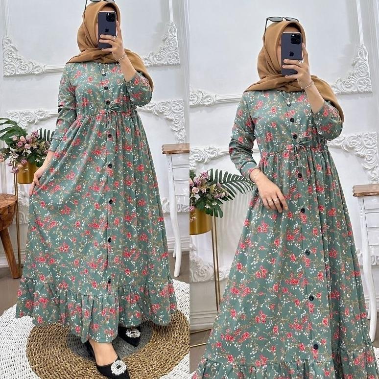 Premium Gamis Serut Voxy Motif Bunga Ld 104 Busui