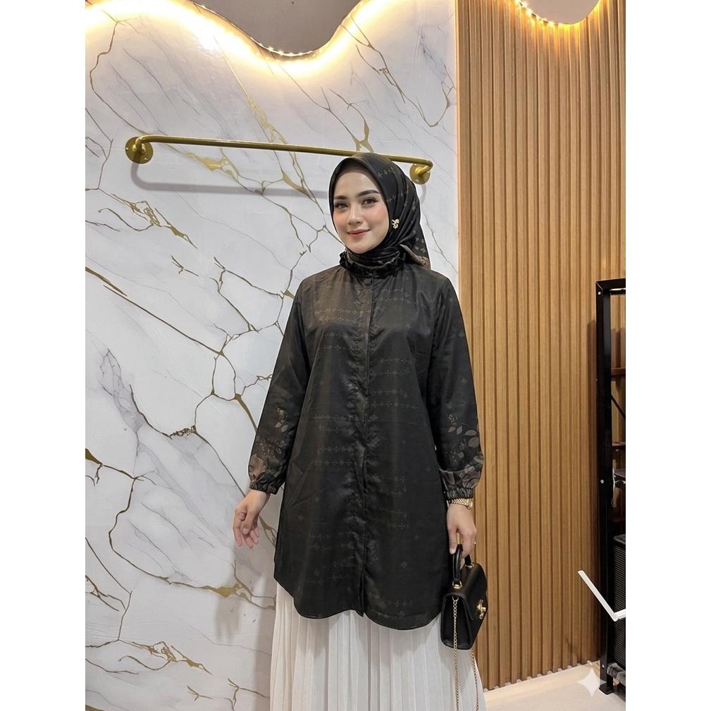 hot aluna tunik muslim wanita/ atasan tunik wanita lengan panjang/ bahan snowy