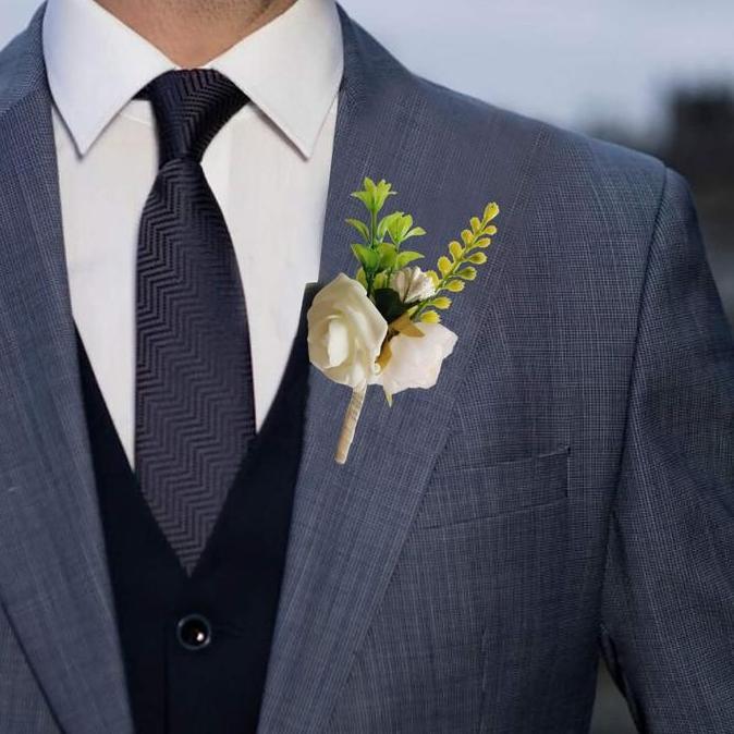 Corsage Bunga Jas Pria/Bunga Kecil Groomsmen/Pita Pin Bunga Jas
