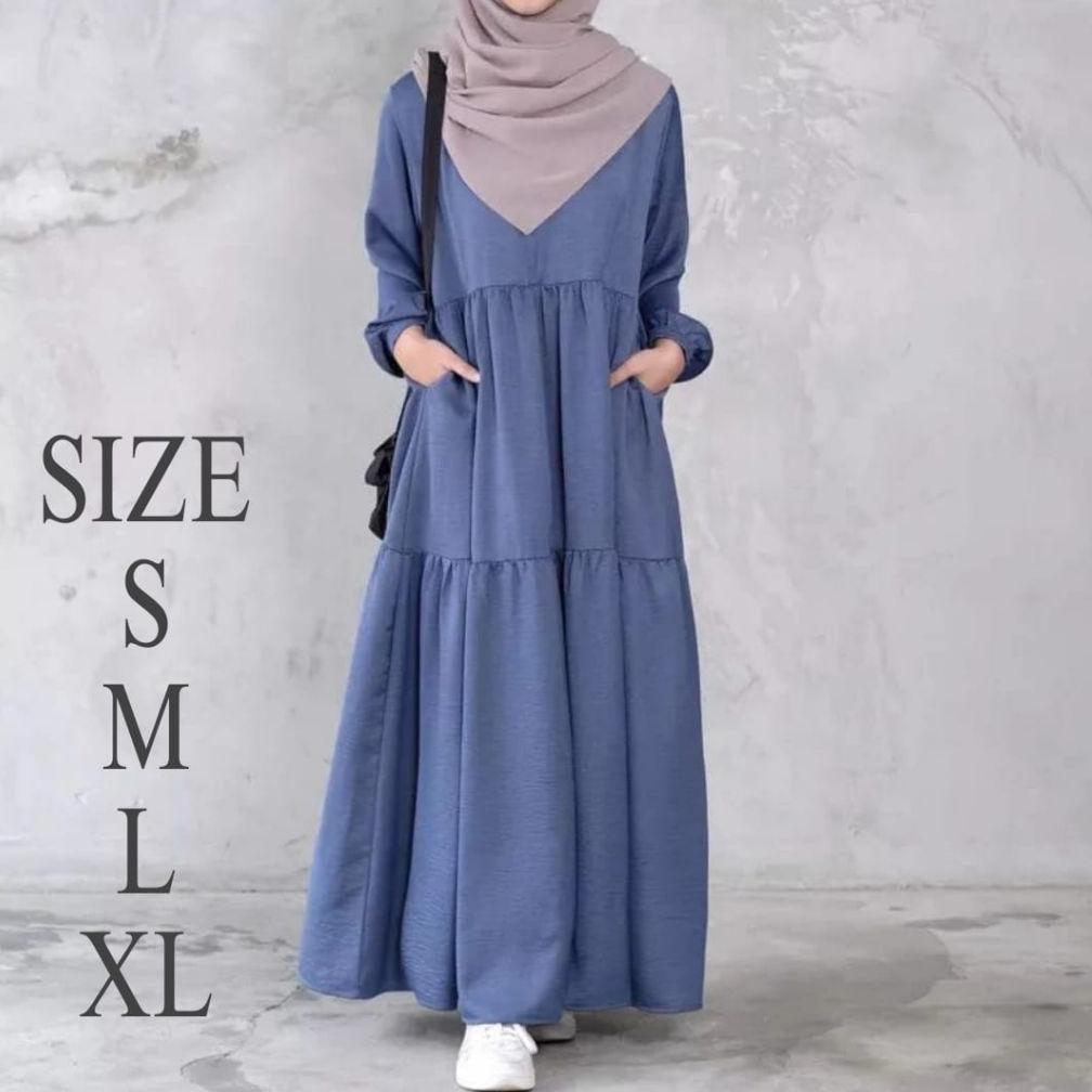 Hot Sale Gamis Serut Mat Crincle  Remaja Kekinian Terbaru Gamis Dress Remaja/Lebaran Kekinian Gamis 