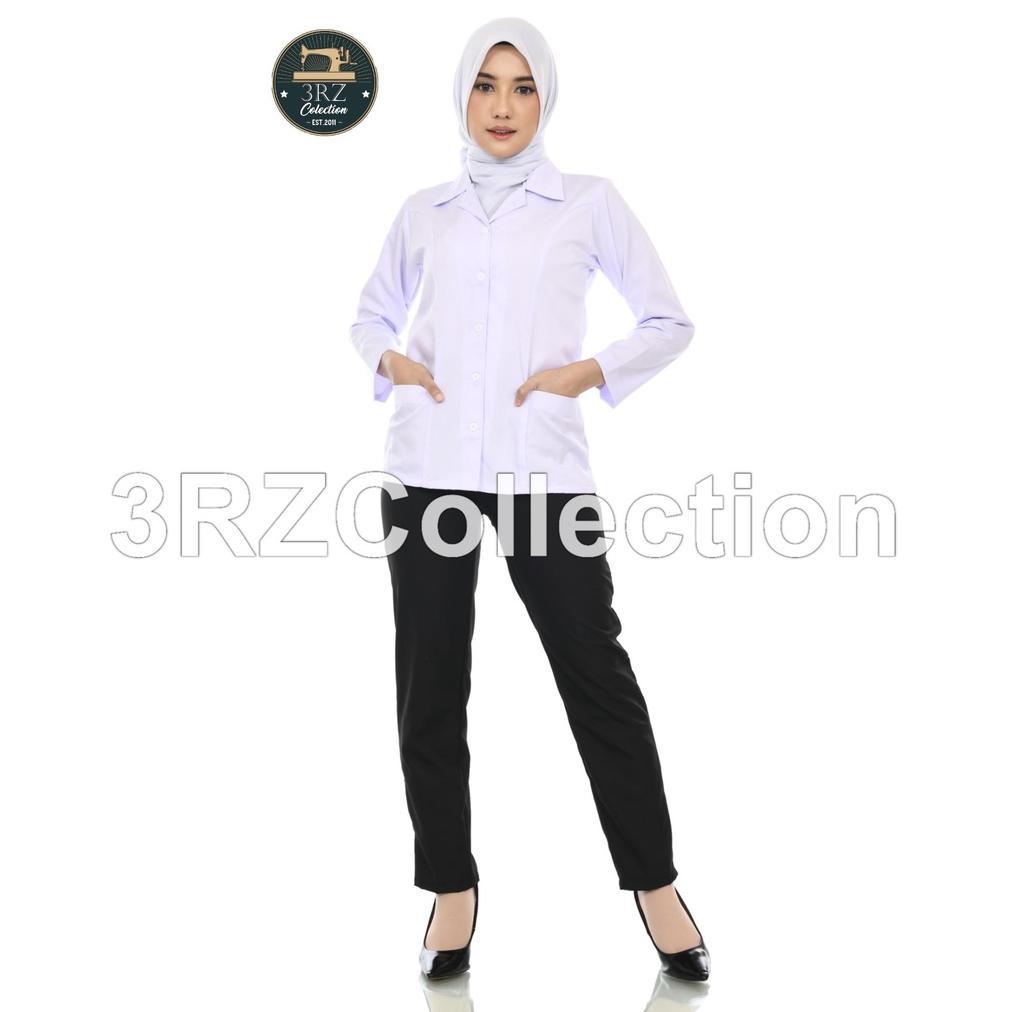 Grade Ori Set Seragam Dinas Wanita Putih Hitam - Kemeja Putih & Rok/Celana Hitam Dengan Saku Bawah