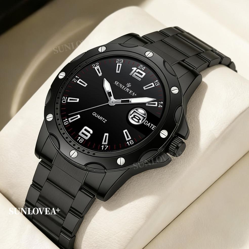 New Arrival Sunlovea+ Jam Tangan Baja Tahan Air Pria Jam Tangan Kalender Bisnis Kuarsa Jam Tangan Be