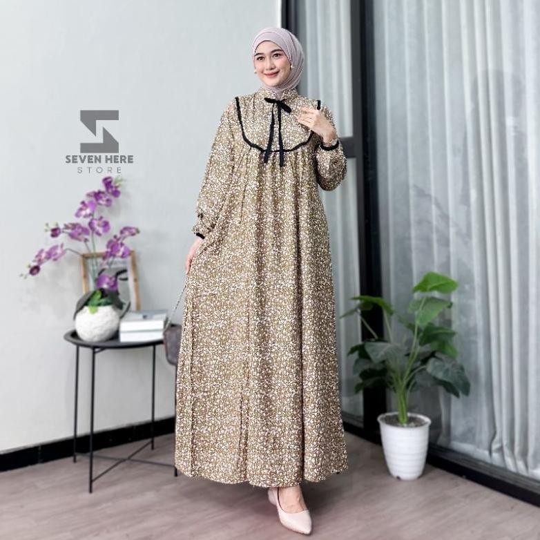 100% AMAN Gamis Rayon Motif Bunga Kekinian | Gamis Rayon Premium | Gamis Tali Terbaru 2026