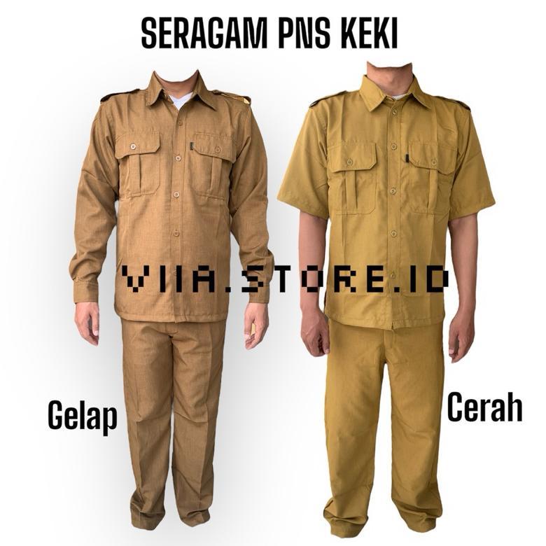 Murah Seragam Pns Khaki Lengan Pendek Pemda-Pemkot / Kemeja Pns / Celana Pns