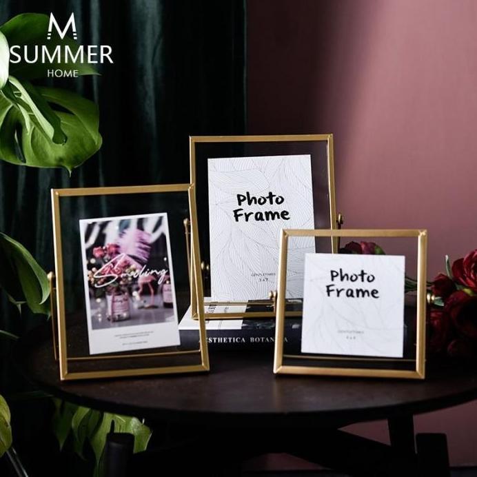 Love&home Bingkai Foto Vintage Nordic Gold Metal 4 6 7 Inch Kayu Packing Untuk Ukuran 15x15 20,5x15 
