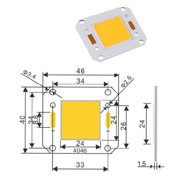 Ready LED COB 30W 40x46mm White 6000-6500K Flip chip 30-34V 900mA