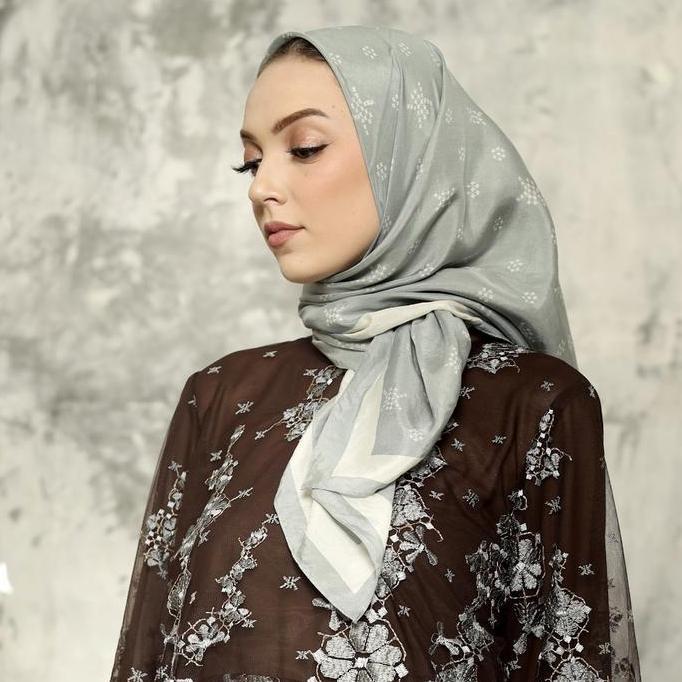 Promo Khanaan + Monogram Silk Scarf + Aqua