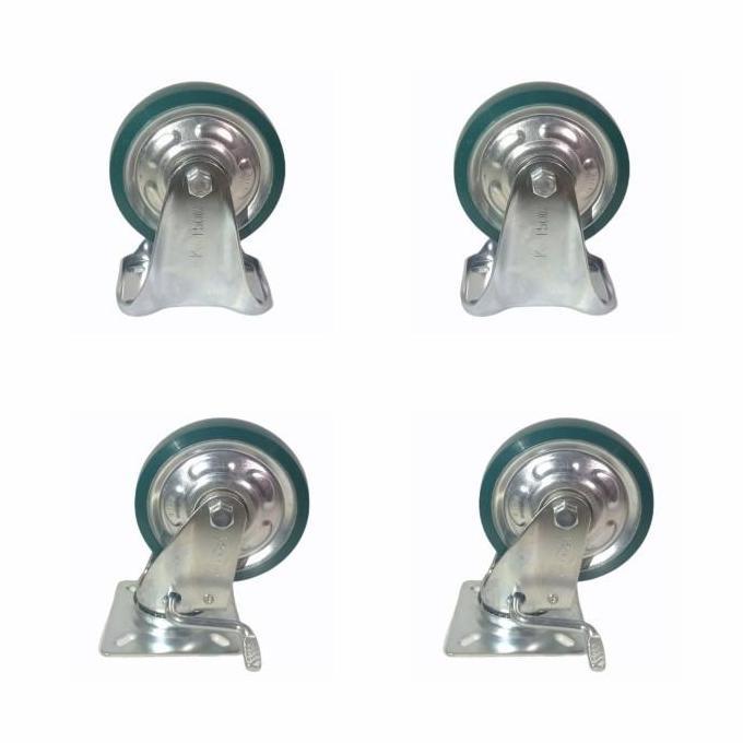 Roda Troli 8 Inch PU Merk HITO 1 Set (2 Mati 2 Rem Hidup)