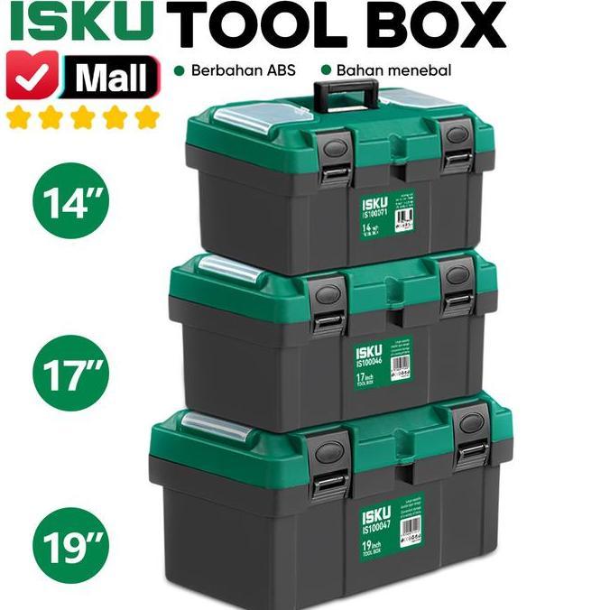 ISKU Tool Box Besar Plastik 19/17/14  Inch Bahan PP Tools Box Kotak Peralatan /Tool Box  2 Tingkat/T