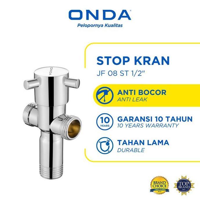 ONDA Stop Kran Toilet 2 Cabang 1/2 In Kran WC Duduk Multifungsi Keran Toilet Duduk Kran Kloset Caban
