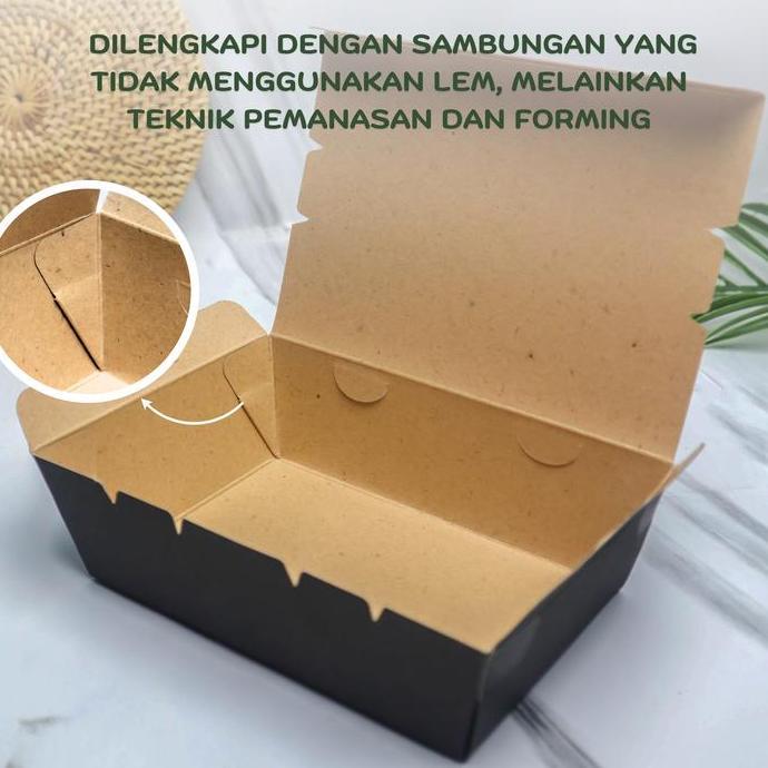 Paper Lunch Box Kotak Makan Kertas 315 Gr Tanpa Rakit Hitam Size M Terlaris