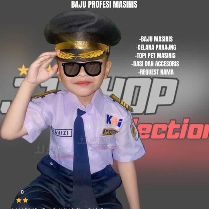 BAJU MASINIS ANAK , BAJU LROFESI MASINIS ANAK , BAJU MASINIS ANAK REQUEST NAMA Termurah