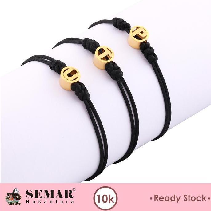 pakjajang_toys - gelang emas tali hitam huruf round gold 10k semar nusantara