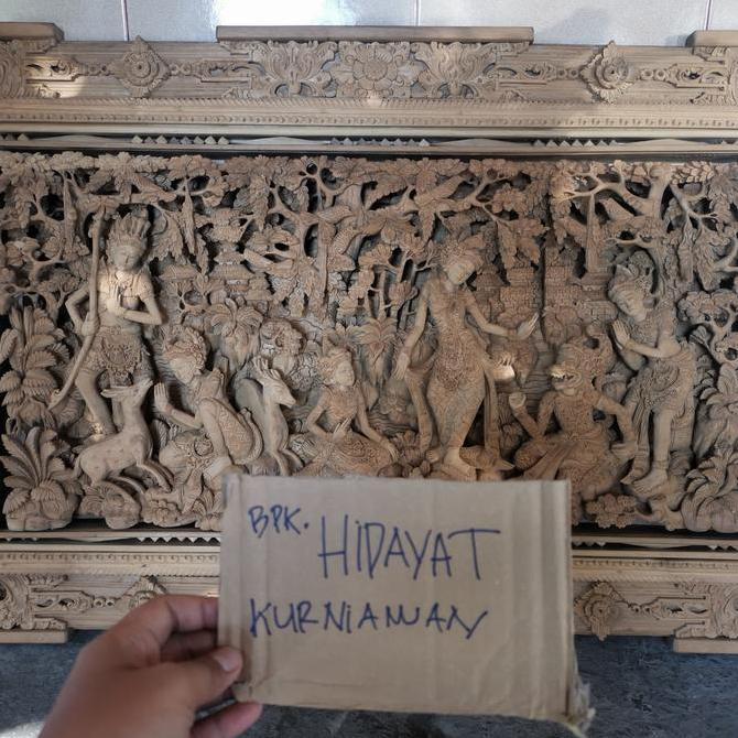 TERMURAH - Pandil Ukiran Lukisan Ukir Kayu Pahat Bali 3D 5D RAMAYANA Seni Antiq