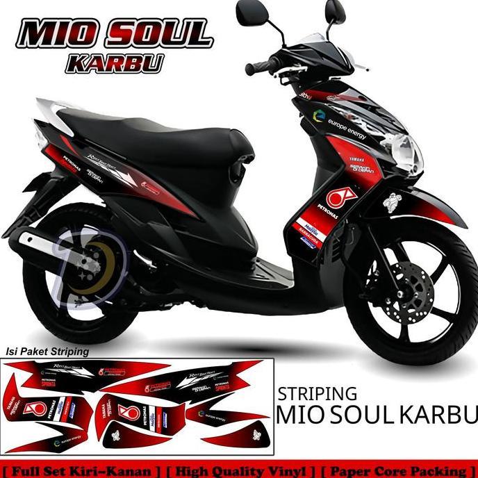 STRIPING MIO SOUL KARBU STIKER VARIASI MOTOR MIO SOUL KARBU STRIPING YAMAHA MIO SOUL KARBU PETRONAS 