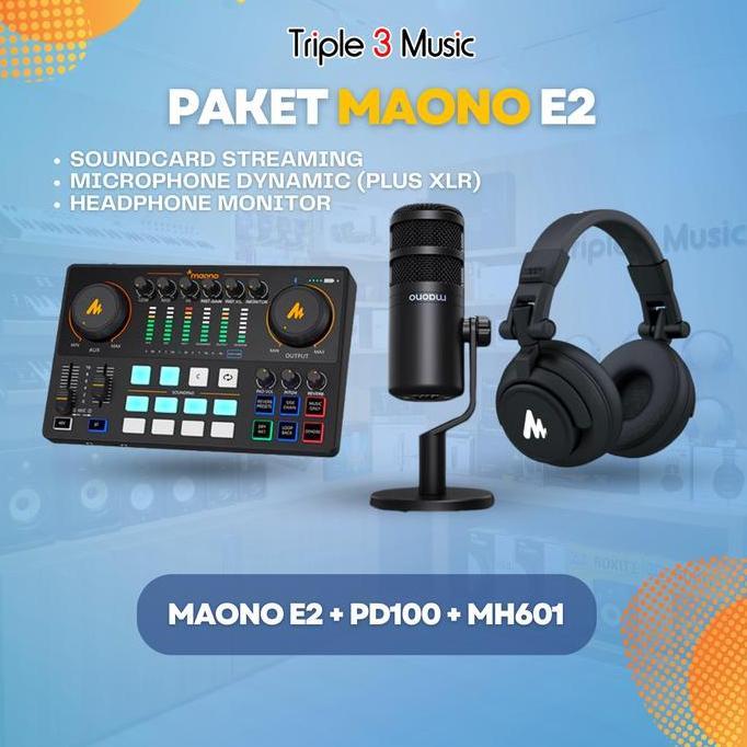 Paket Live streaming Maono e2 ame2 + Mic Maono pd100 + Headphone