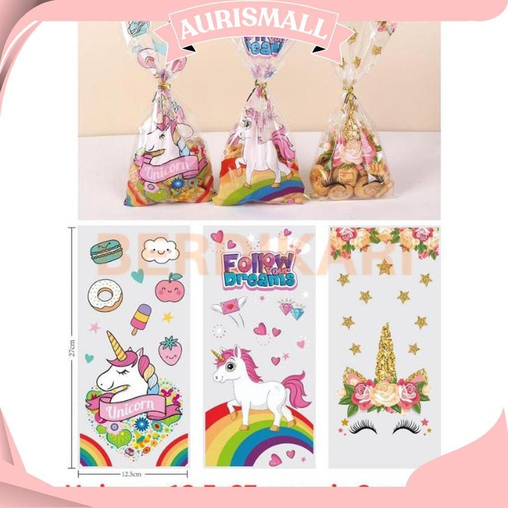 BD Plastik Hadiah Ulang Tahun Unicorn isi 50 lembar Bingkisan Snack Ulang Tahun Karakter Lucu Plasti