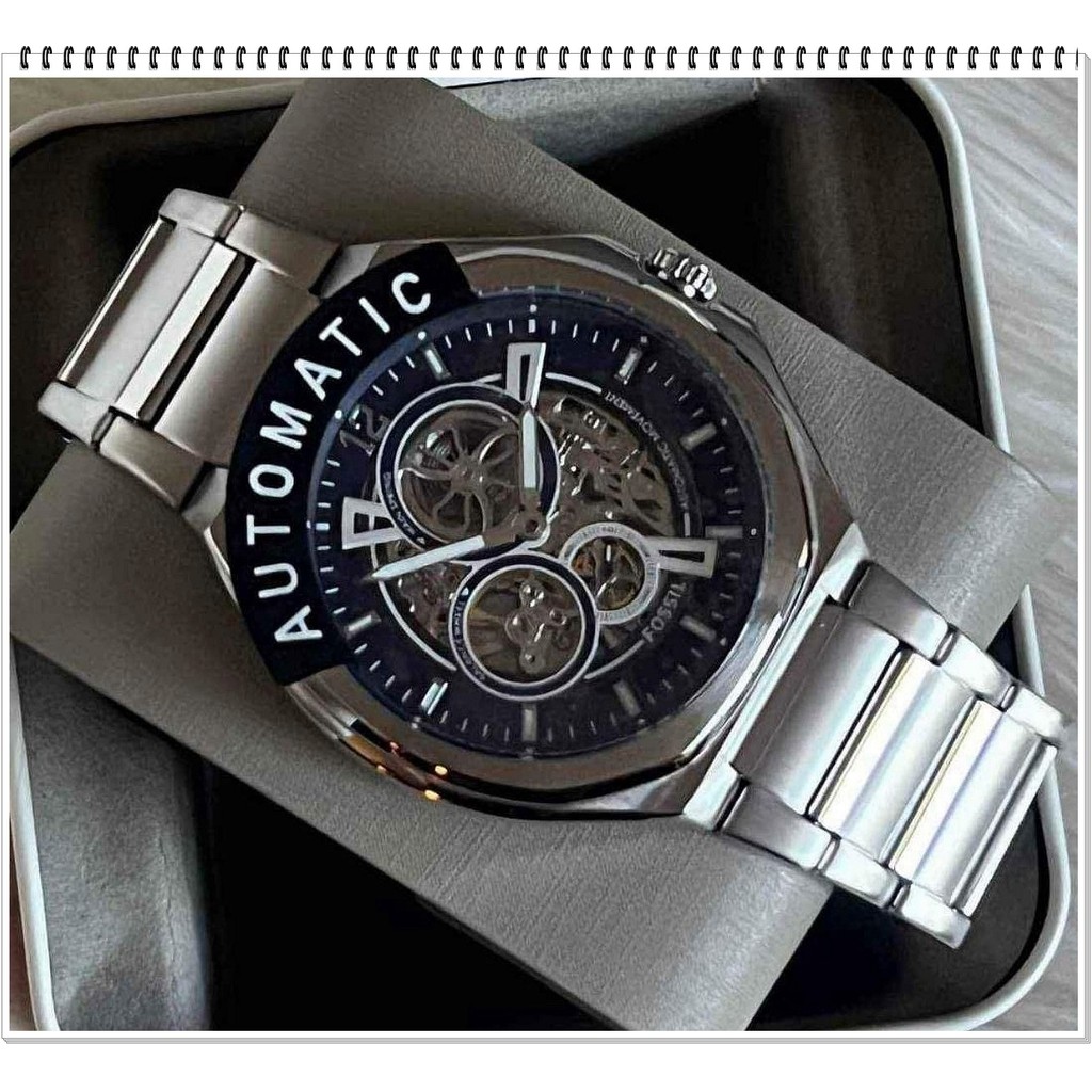Fossil Evanston Automatic skeleton men's chrono stainless steel watch BQ2620