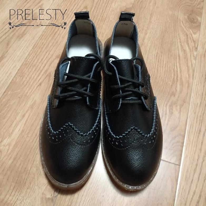 MURAH 100% KULIT ASLI Flat Shoes Cewek Oxford Sepatu Kerja Wanita Karet Flatshoes Wanita Cantik Casu