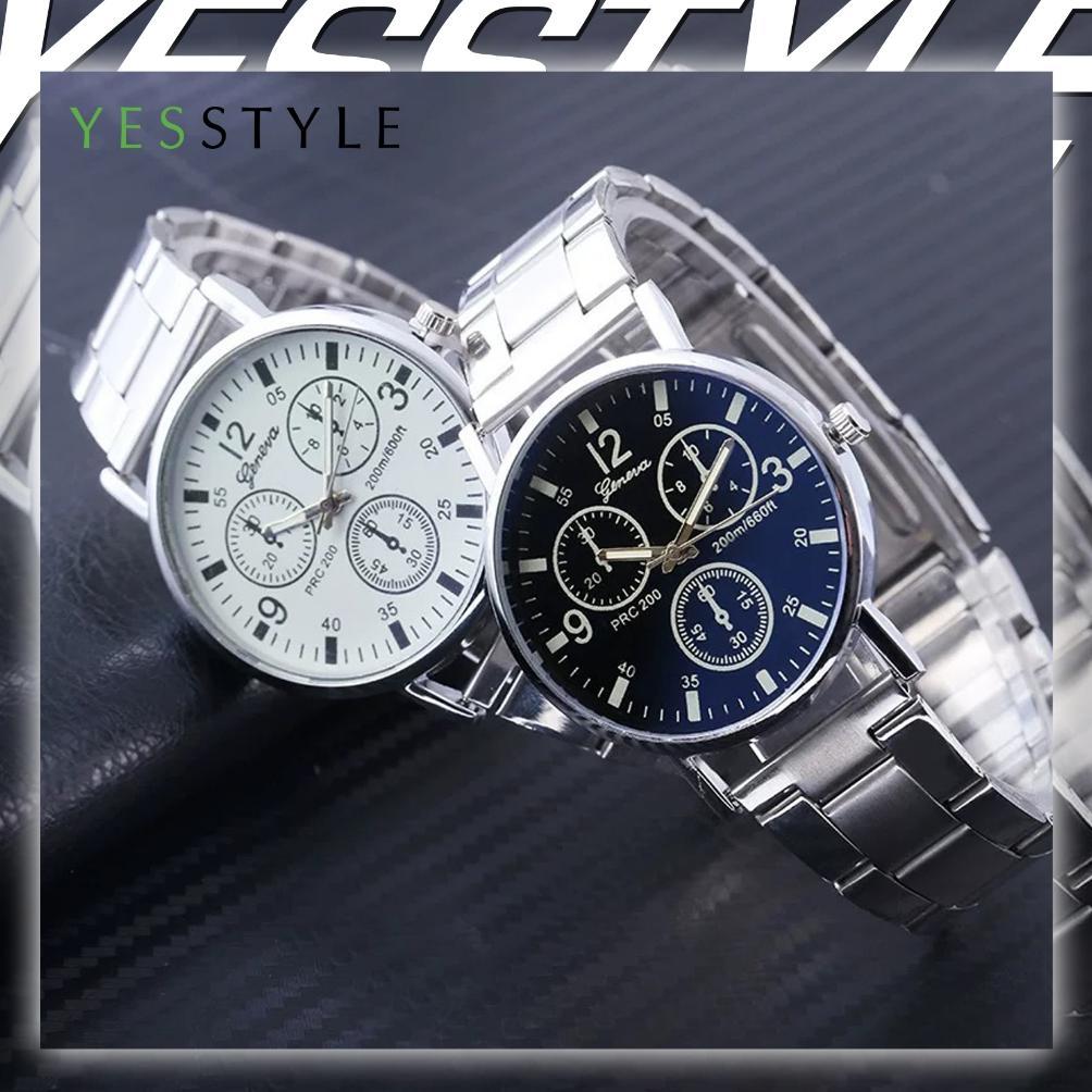 ORIGINAL Yesstyle Jam Tangan Pria Chrono Geneva Analog Quartz Casual Stainless Steel