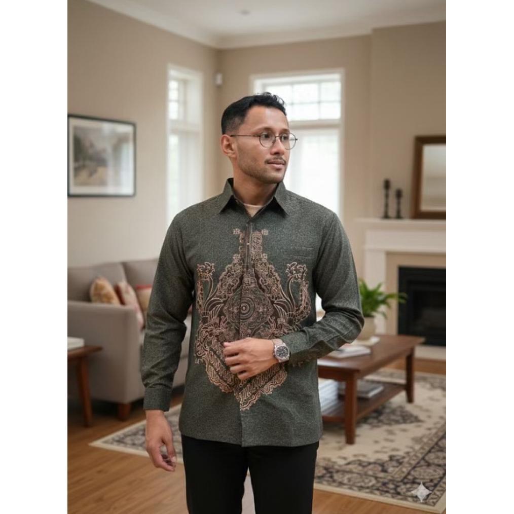 Toko hamid - HADI-Baju Batik Pria Lengan Panjang - Katun Dobby -