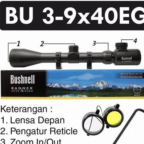 FAREN.SHOP | Teleskop Bushn*ll 3-9x40 EG RGB Nyala Hijau Merah Dan Biru Teropong Senapan Angin Bisa 