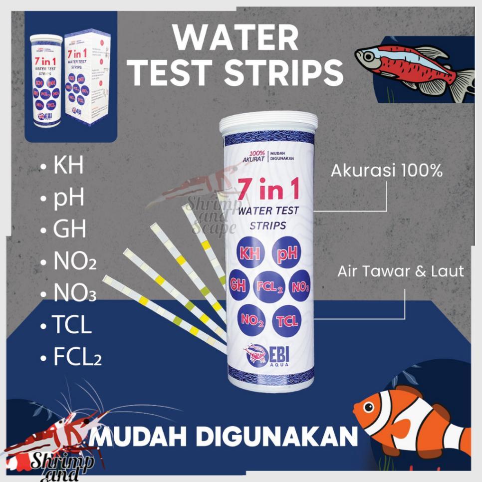Ebi 7 In 1 Water Test Kit Kh Gh Nitrit Nitrat Ph Klorin Alat Tes Air Aquarium Strip Tes Kertas