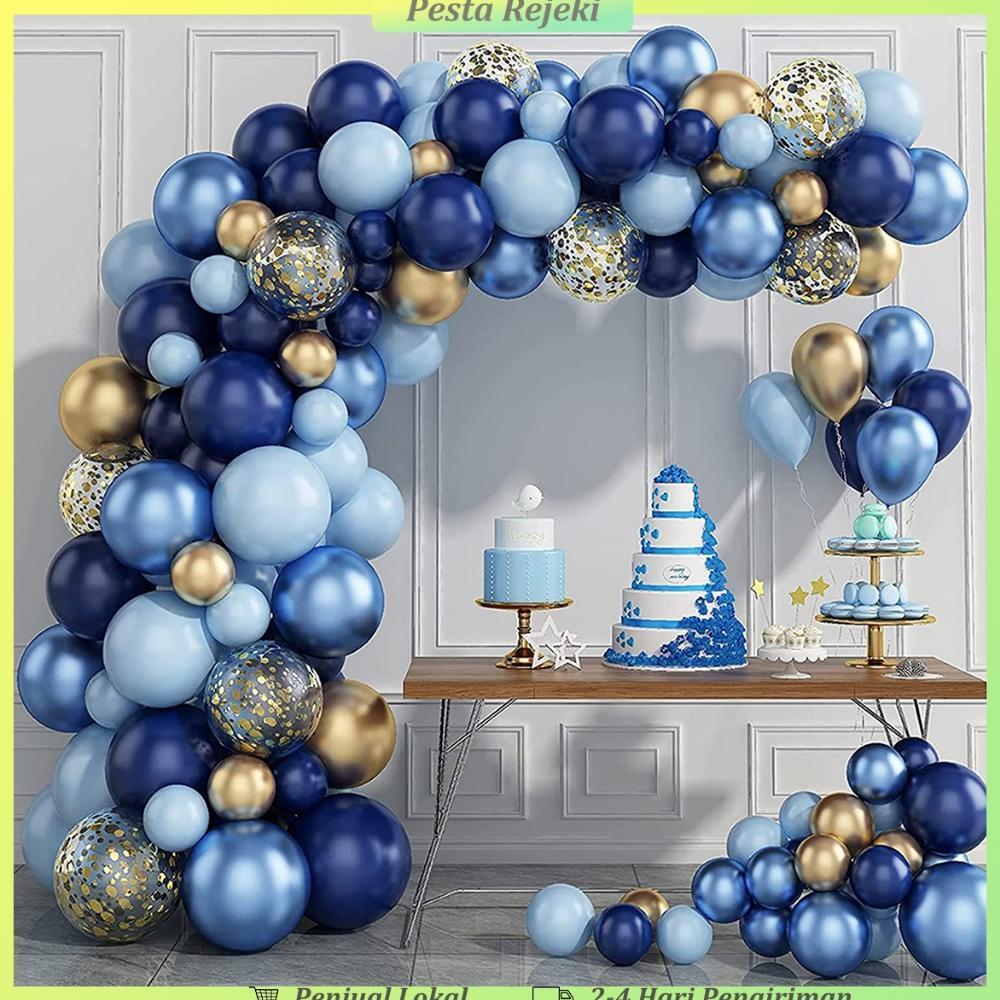 Balon Biru Balon Ulang Tahun Dekorasi Dekorasi Ulang Tahun Anak Laki Laki Balon Latex Metalik Dekora