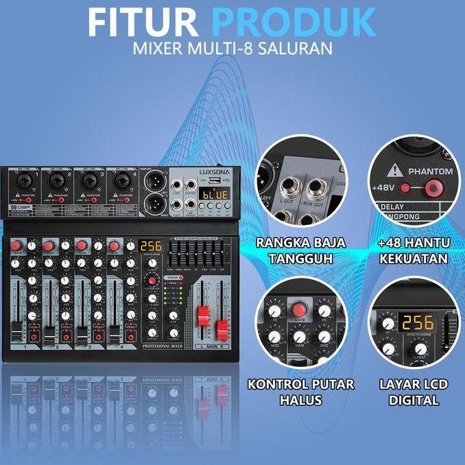 Murah Luxsona Mixer Audio 256Dsp Digital Profesional 4/6 Channel Mixer Mendukung Usb Mixer Bluetooth
