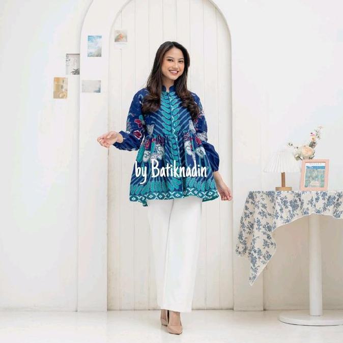 OOTD Blouse Parang Kusuma - Atasan Batik Kerja Katun Blouse Batik Lengan Balon Seragam Wanita OOTD