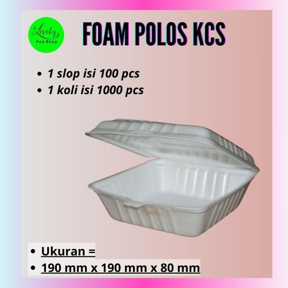 Foam Polos Kcs -3 Isi 100 Pcs /Styrofoam Nasi /Sterofoam/Gabus (Instan Kurir)
