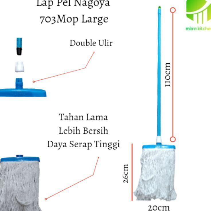 Nagoya Kain Lap Pel Alat Pel Lantai Mop Microfiber Gagang Panjang